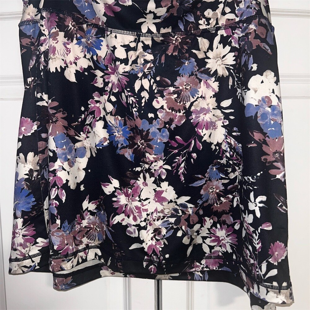 J.Jill Skort Womens 2XL Black Purple Blue Floral Pull On Stretch Zip